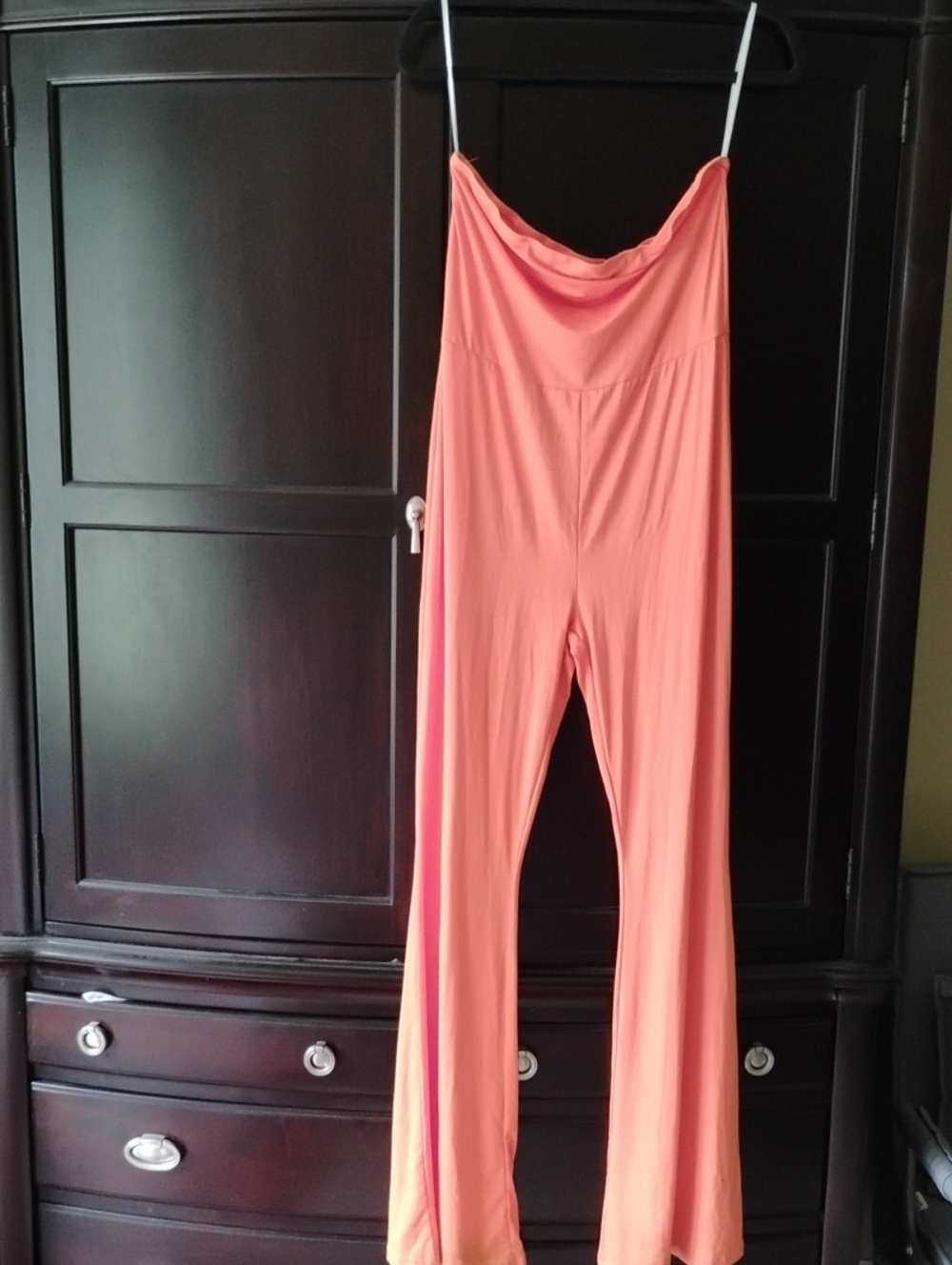 SHEIN Orange Strap Cowl-Neck Wide-Leg Jumpsuit